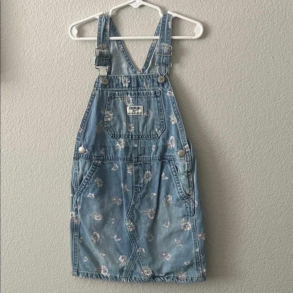 OshKosh B'gosh Kids Denim Overalls with Floral Pattern